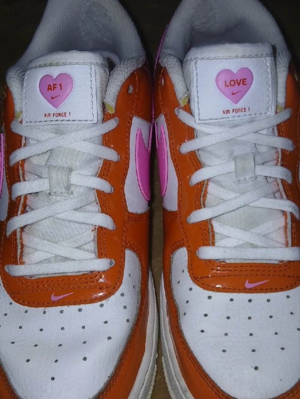 Kids Nike Air Force 1 Lv8 Valentine's Day Orange Pink Hearts Sz: 6.5